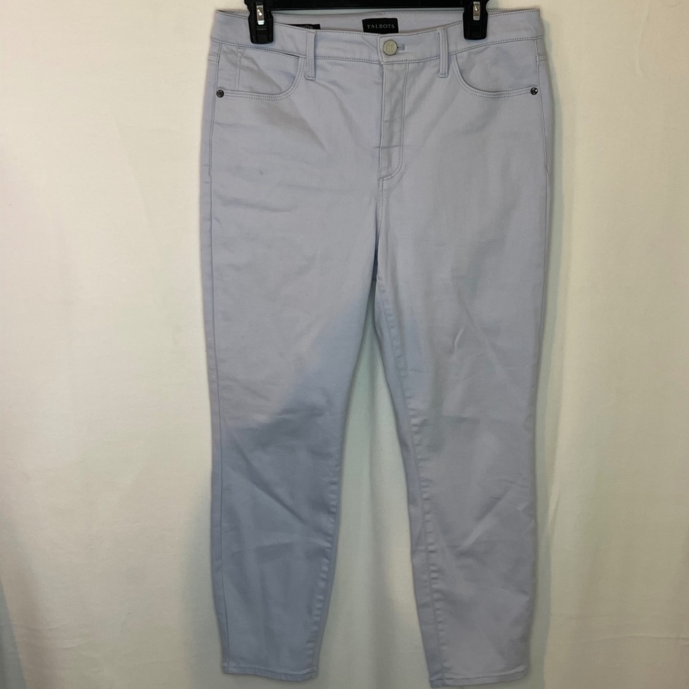 Talbots Jegging Crop Pants Womens 8 Lavender Purple High Rise Stretch Denim